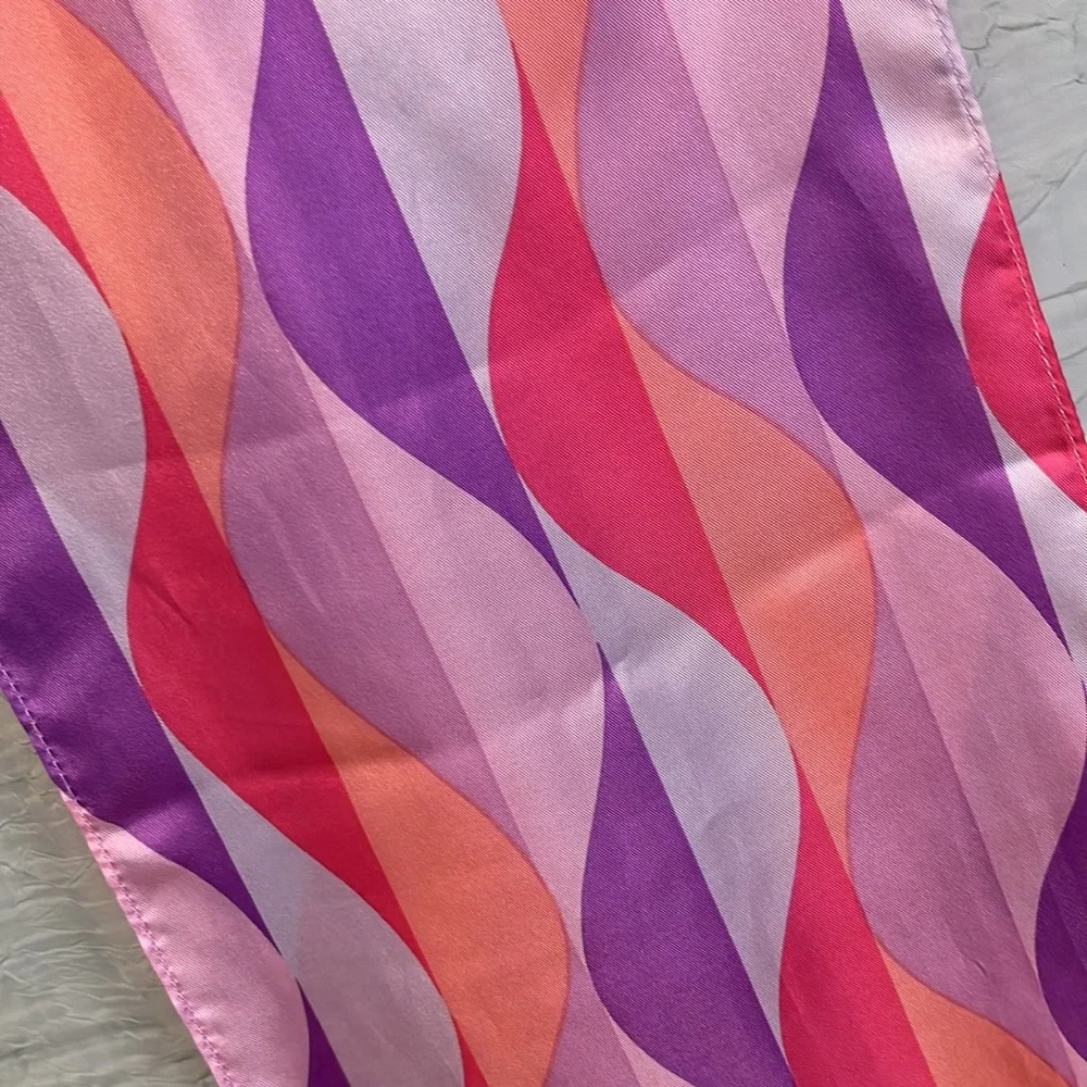 Vintage Pinks and Purples Wavy Asymmetrical Neck Tie Scarf